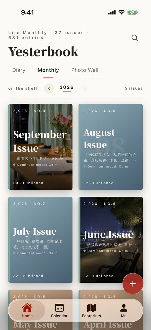 Yesterbook monthly editions bookshelf