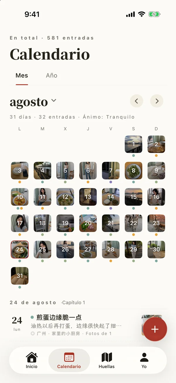 Calendario de ánimo de Yesterbook
