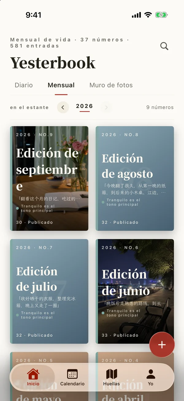 Estantería de ediciones mensuales de Yesterbook